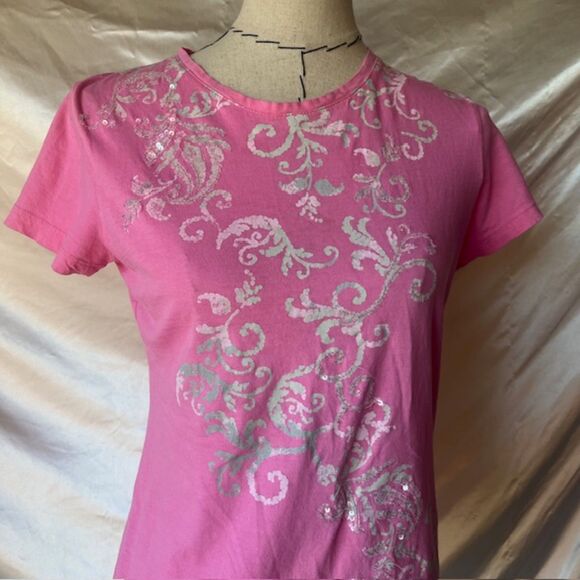 Izod Pink sequin grunge top - Picture 3 of 6